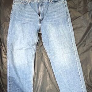 Levi Strauss Relaxed Fit Blue Denim Jeans Straight Style Button Zip Accents